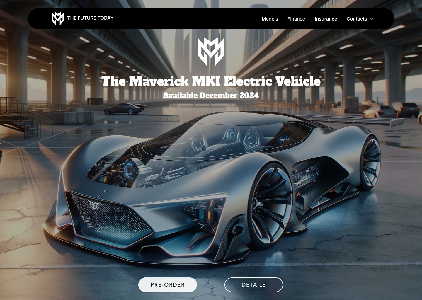 maverick cars home page mockup