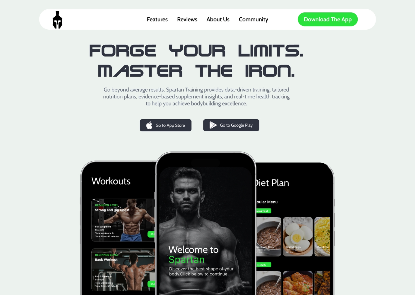 spartan training home page mockup